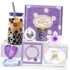 Happy Birthday Gifts for Women, Girls Birthday Gift Basket for Women, Purple