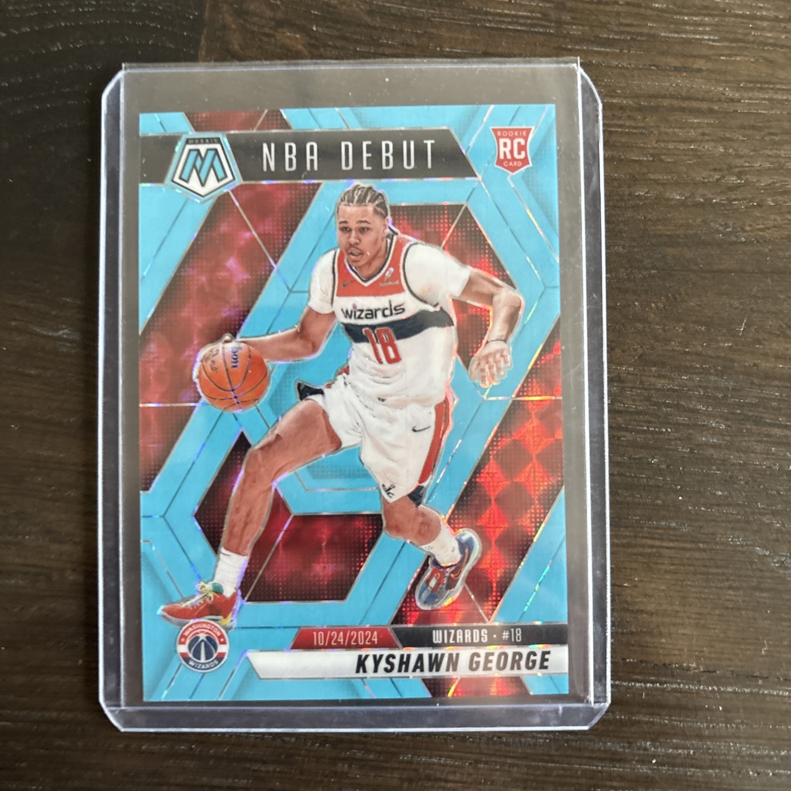 2024-25 Panini Mosaic #256 Kyshawn George Blue Fluorescent Mosaic /75