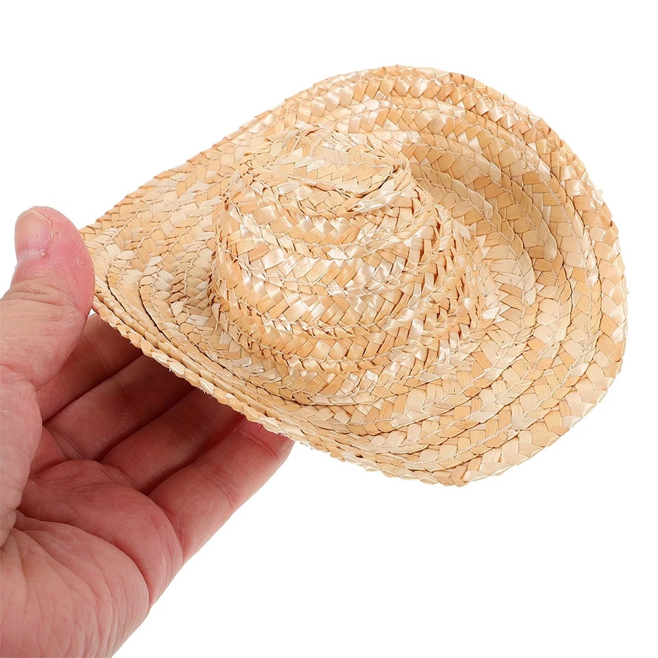  Mini Cappelli Di Paglia Per L'artigianato 2 Pezzi Piccolo Berretto Di Paglia - Immagine 3 di 4
