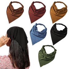 6 Pack Hair Scarf Headband for Women Elastic Bandana Head Scarf Q Dark Colors