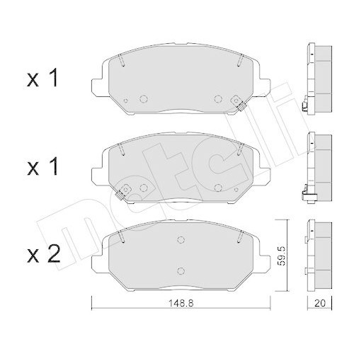 Plaquettes de frein Metelli 22-1163-0 à haute friction et réduction de bruit pour Kia