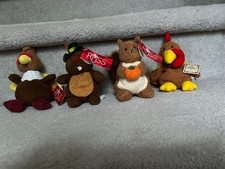 Set of 4 Russ Berrie Thanksgiving Plush: Carver, Chip, Scurry  Cockey MWT
