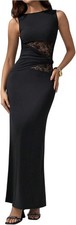 Lace Maxi Dresses Elegant Sleeveless Birthday Dinner Cocktail Formal Prom Dress