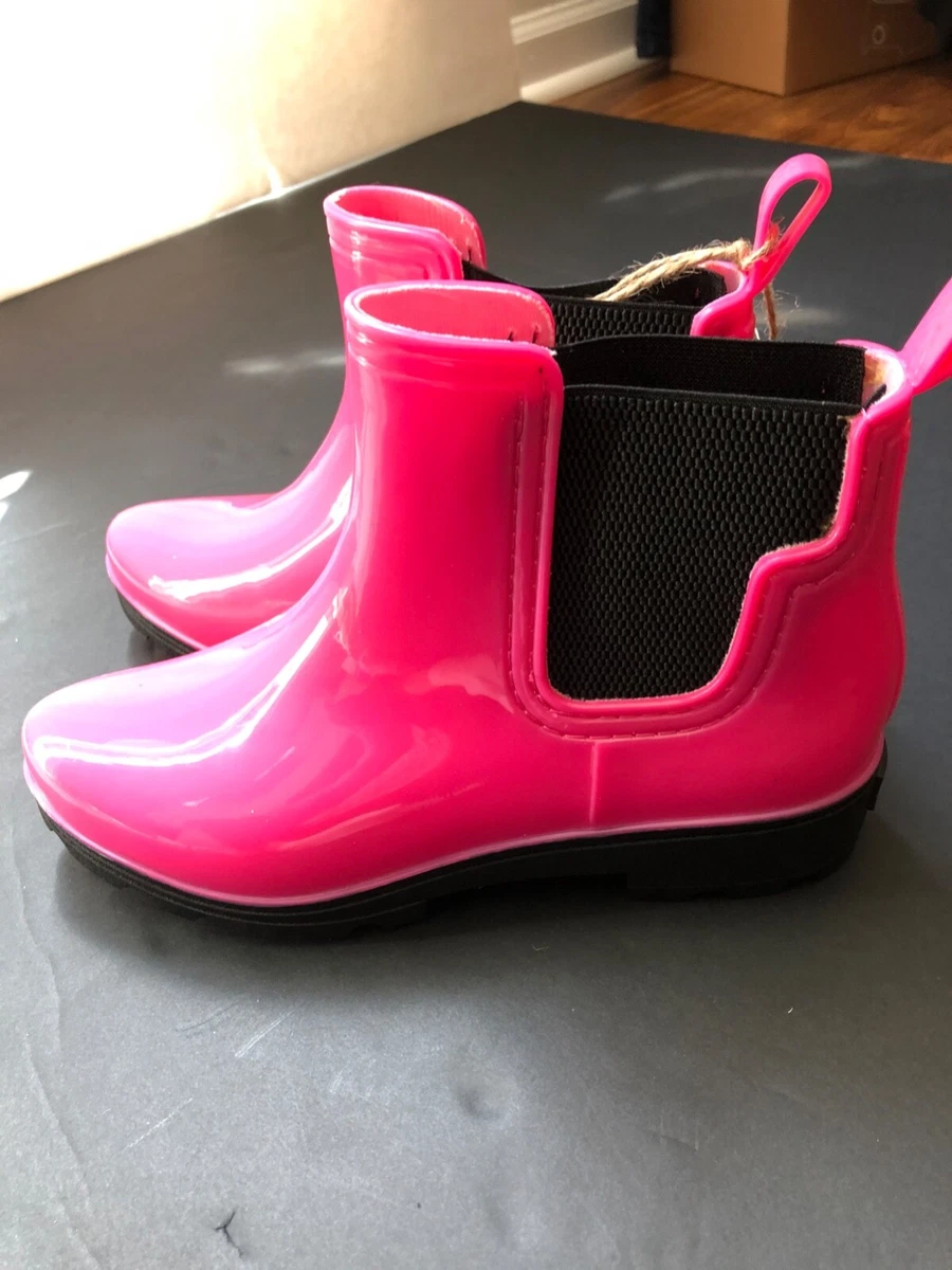 Pink ankle rain clearance boots