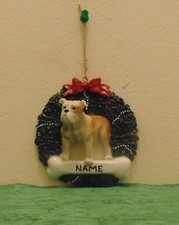 Personalized Dog Breed "Bull Dog" Wreath Christmas Tree Ornament Holiday Gift