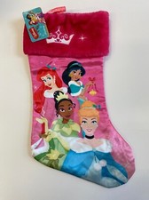 Disney 18.5" Princess stocking with pink faux cuff Tiana Ariel Cinderella
