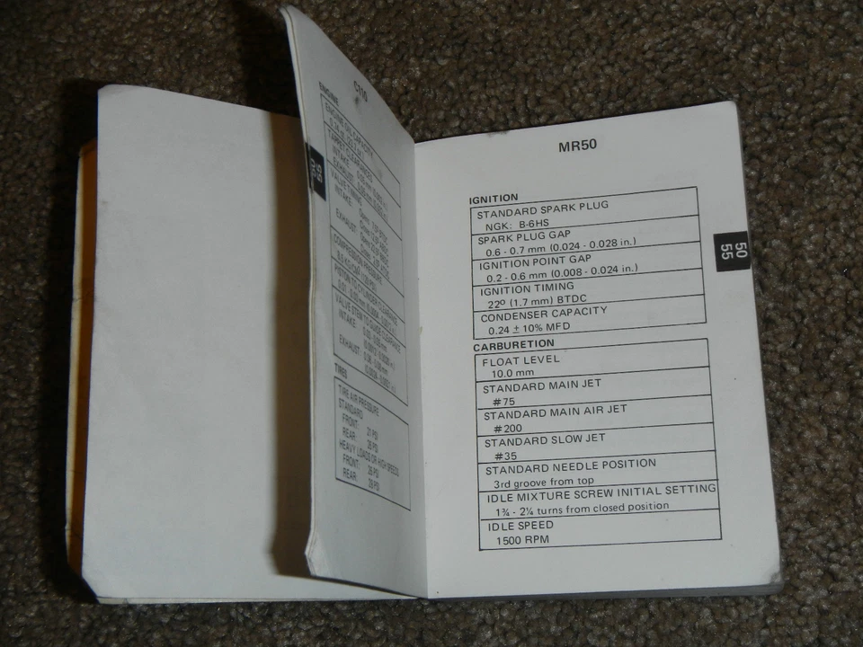 59-80 ESPECIFICACIONES DE SERVICIO ESPECIFICACIONES SL CL CB CT ATC US Z50 750 500 450 350 90 250 Foto 2 de 4