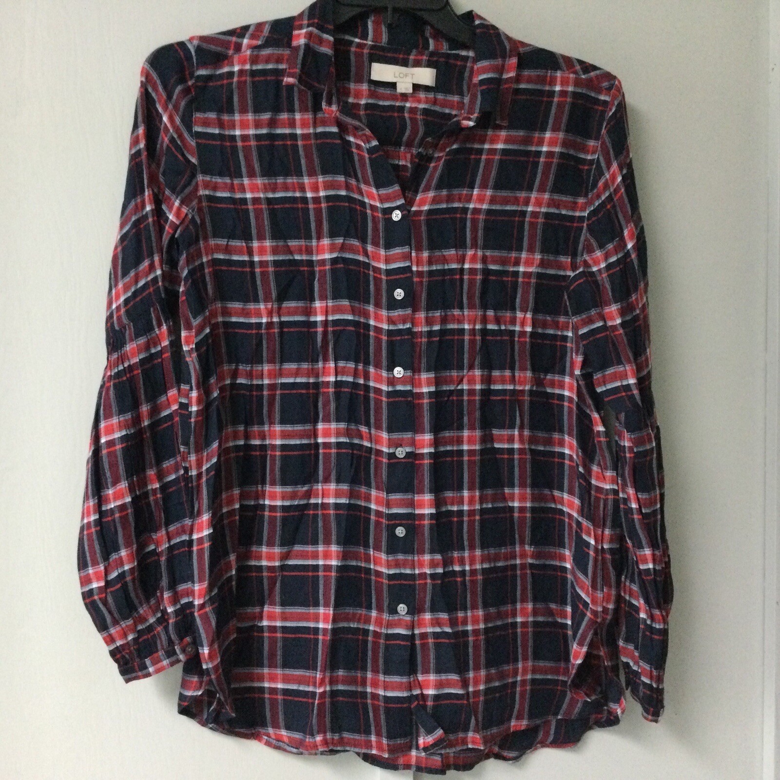 LOFT Plus Size Medium Plaid Button Down Blouse Lo… - image 5