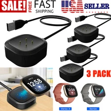 3 X USB Fast Charger Cable Charging Dock For Fitbit Versa 3 / Sense Smart Watch