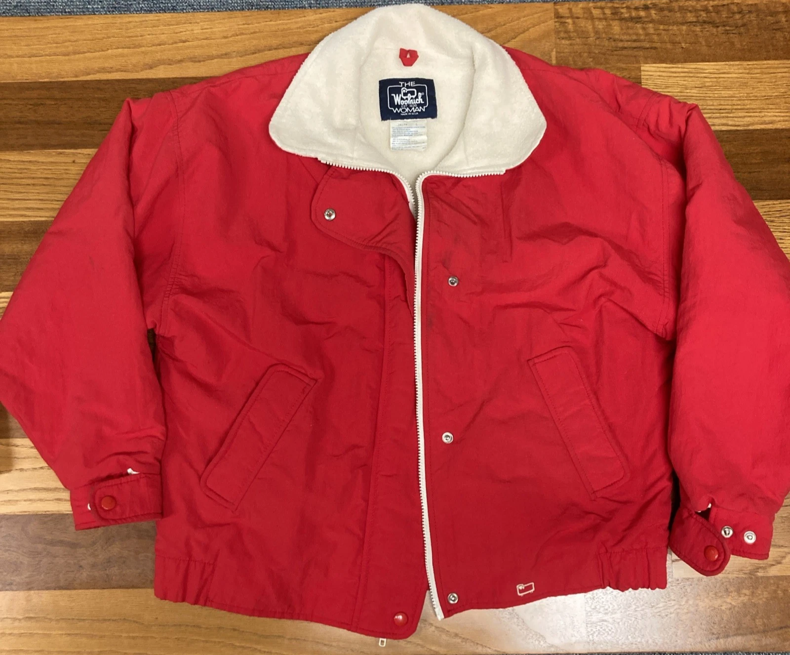 Vintage Jacket Red Woolrich Women’s L Snow Insulated Nylon Puffer 80s 90s