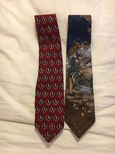 Lot Of 2 Novelty Golf Ties Kenneth Gordon/Oscar Dela Renta Made In USA 100% Silk