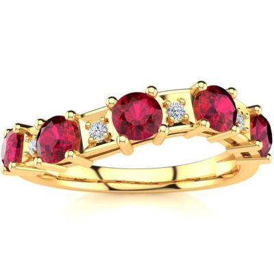 Bandring 10 Karat Gelbgold 1 1/4 Karat Rubin und Diamant Reise