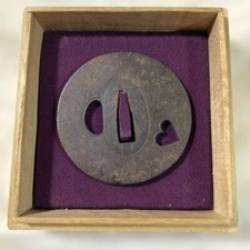 Japanese Antique Tsuba of Katana Samurai Sword Guard Iron Rare Design 75-D35