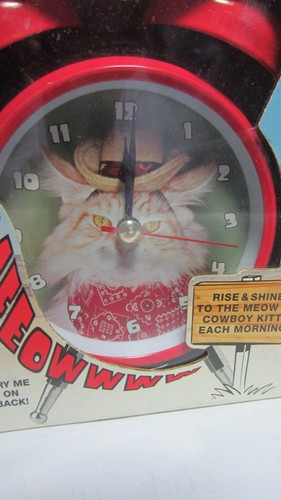 Mark Feldstein Wacky Wakers Cowboy Kitty Alarm Clock NEW - Picture 2 of 2