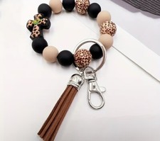 Trendy Sunflower Cross Silicon Beaded Bracelet, Wristlet ,Tassell Keychain