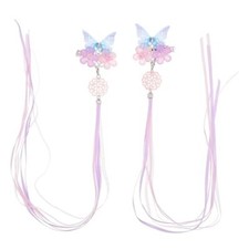 Hair Accessories - Tassel Hair Clips, Hanfu Japanese Traditional Purple Pink