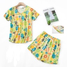 Womens Sleepwear Cotton Short Sleeve Pajama Set Pjs Sleep Tops Shorts Nightwear