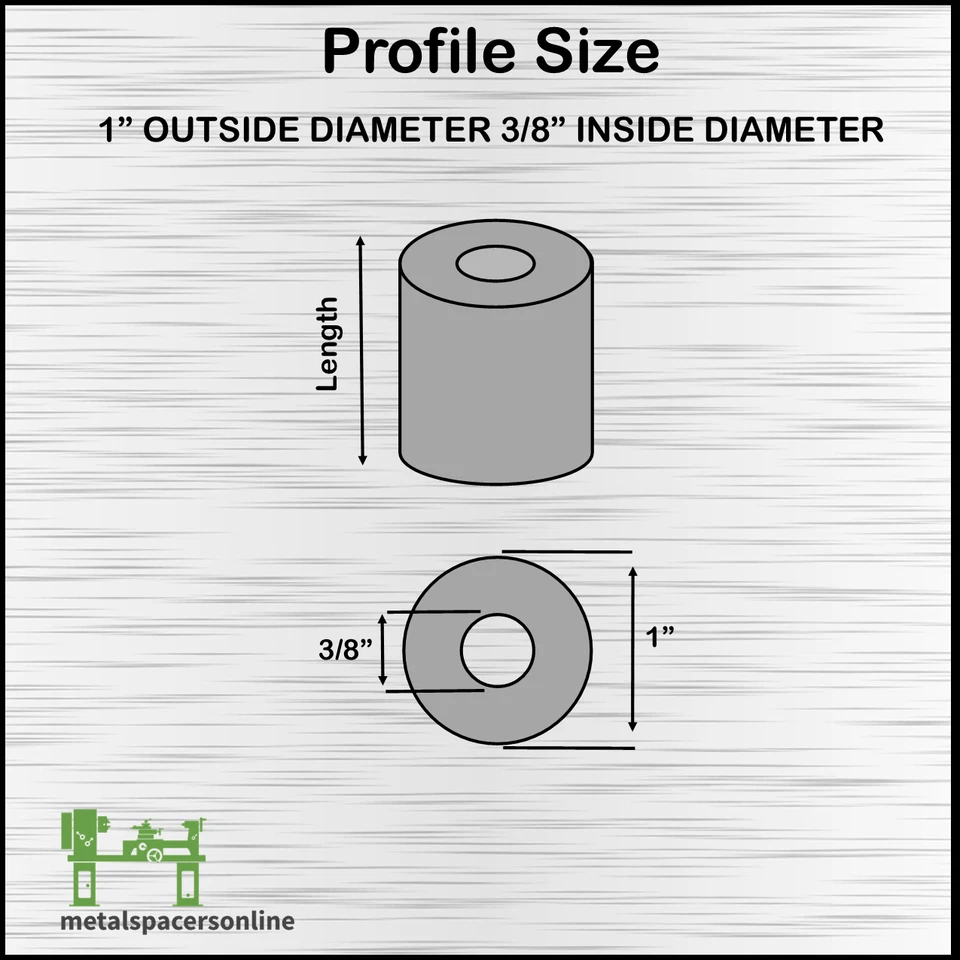 Nova bucha espaçadora de alumínio 1" OD x 0,40" ID--Adequado para parafusos M10 ou 3/8" - Imagem 3 de 4