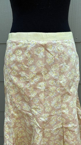 vtg OLD NAVY '05 Y2K McBling Fairy Cottage Low Waist Yellow Floral Pleated Skirt - Picture 3 of 24