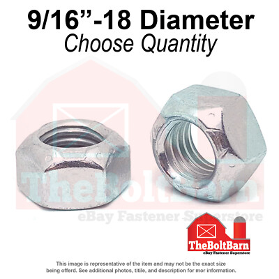 9/16''-18 Grade 8 Hex Top Lock Nuts Zinc Clear Fine Thread (Pick Quantity)
