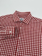 Mizzen Main Shirt Mens Large Trim Fit Red Check Classic Casual Button USA Made