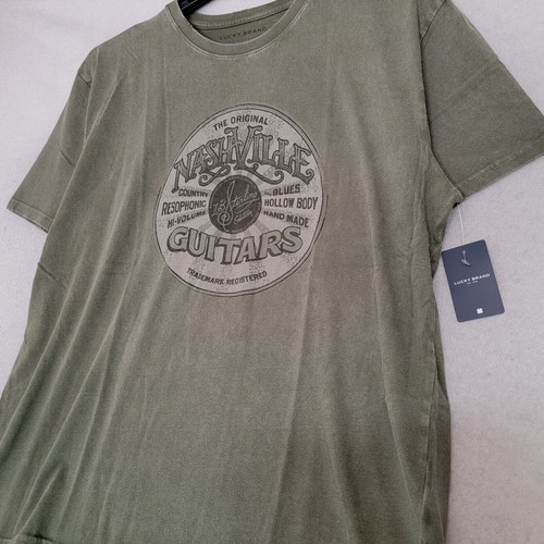 LUCKY BRAND NASHVILLE GUITARS Shirt MENS LARGE L GREEN RETRO Gibson LOGO NWT - Picture 5 of 11