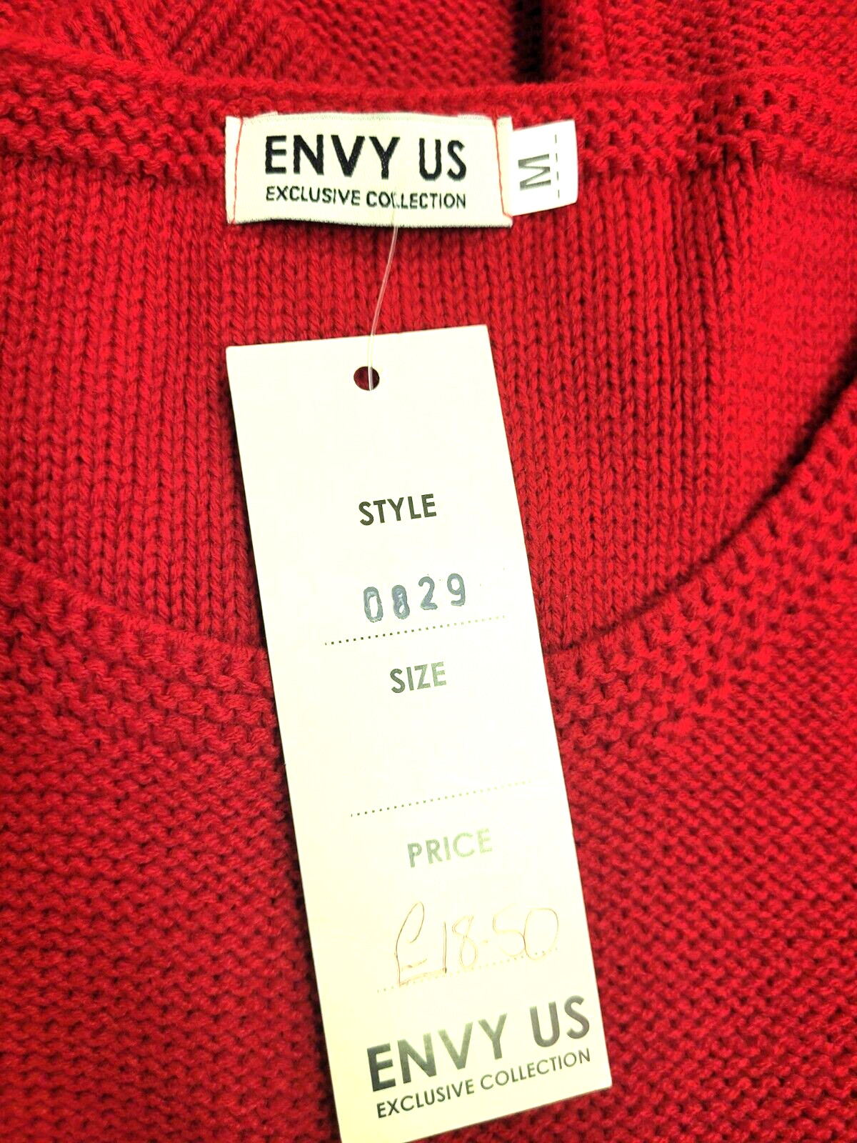ENVY US Womens Jumper Medium Red Round Neck Cable Knit New with Tags image 4