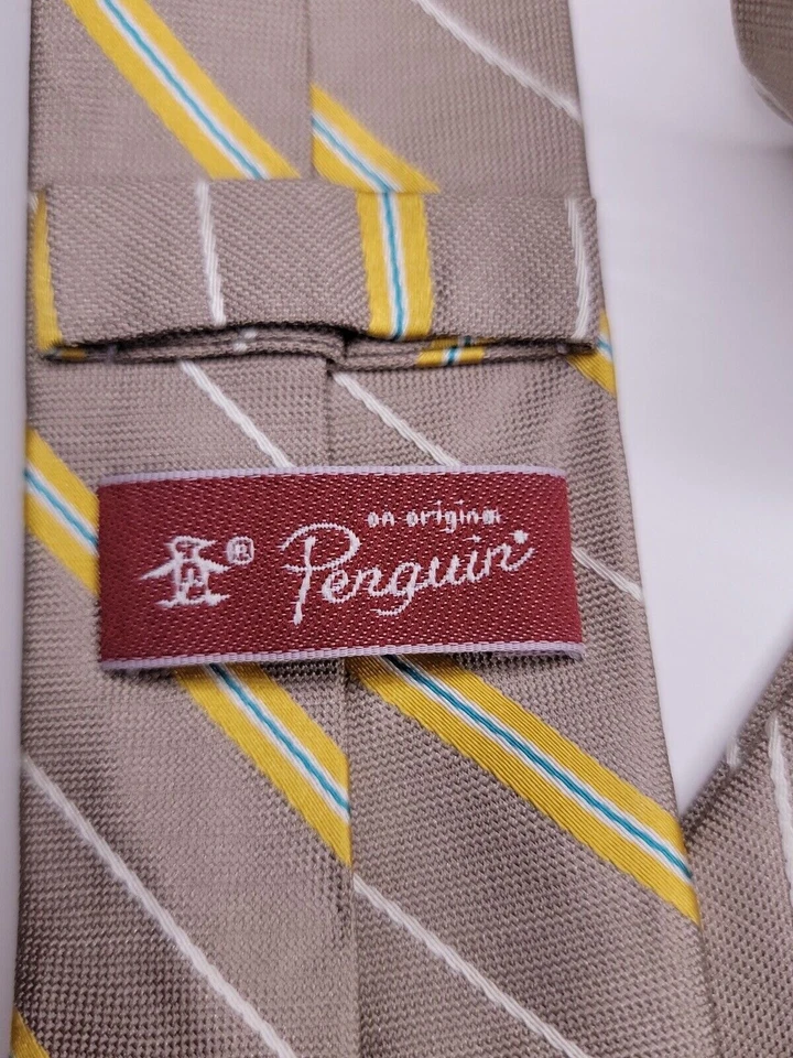 Corbata formal Penguin para hombre 59"Lx2,75"W bronceada Foto 3 de 4
