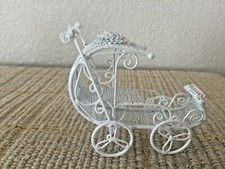 Vintage Metal 2.75" Dolls' House Miniature Pram Carriage