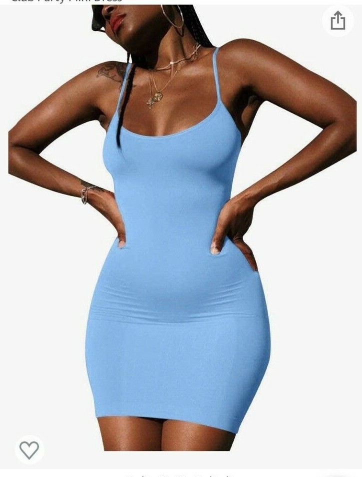 LCNBA Sexy Spaghetti Tank Dress Basic Bodycon Club Party Mini Sky Blue Large New | eBay LCNBA Sexy Spaghetti Tank Dress Basic Bodycon Club Party Mini Sky Blue Large New | eBay