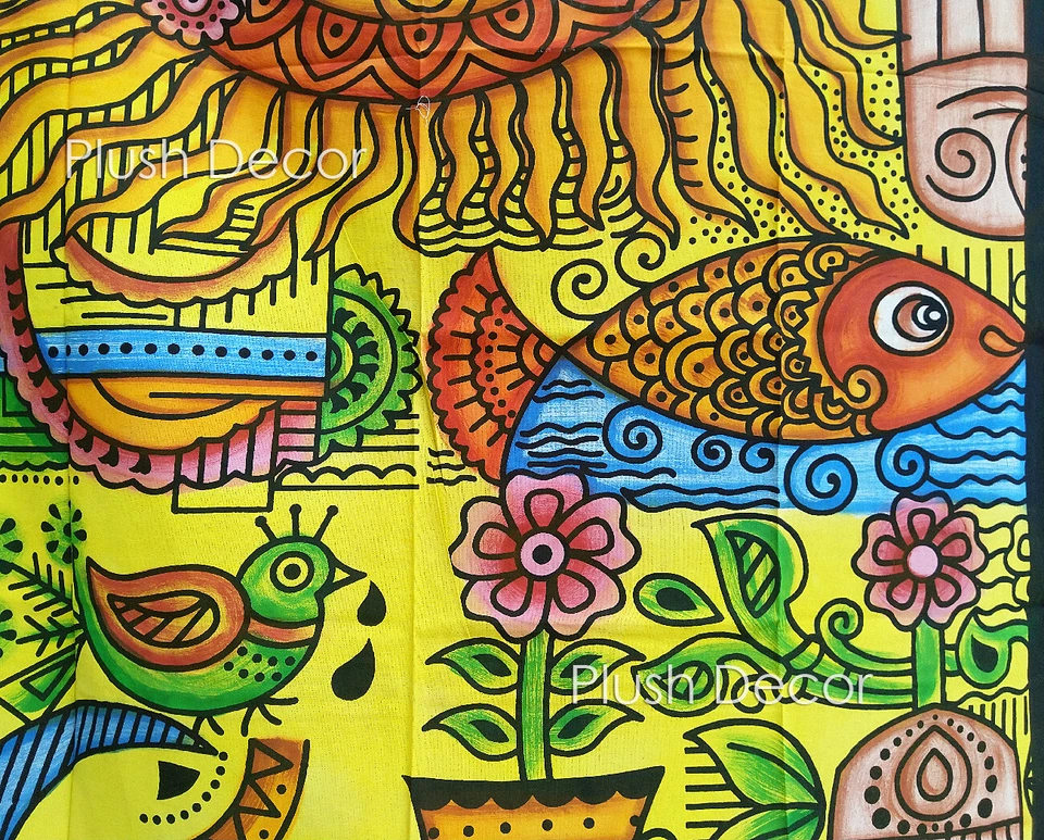 Tapices hechos a mano Sol Luna Étnicos Hamsa Colgante de Pared Hippie Tirar Mesa Cubierta Foto 4 de 4