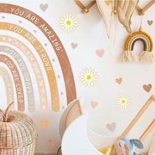Watercolor Rainbow Wall Decals Boho Baby Room Wall Stickers Peel and Stick Yo...