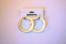 Sonoma silver tone flat matte finish open hoop earrings 1 3/4"