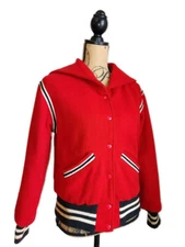 Vintage Ripon Women's Varsity Letter Jacket Red Black Panthers Dorhling Wool