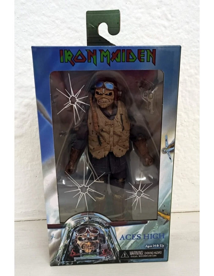 NECA IRON MAIDEN EDDIE ACES HIGH CLOTHED RETRO ACTION DOLL NEW - Immagine 4 di 4