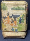 Vintage Japanese Cigarette Or Card Case Embossed Leather Village Scene