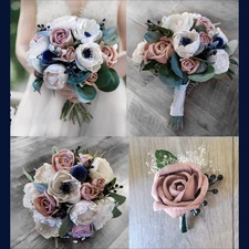 Pink Dusty Rose Bridal Bouquet Blush Anemone Sola Wood Wedding Flower Bridesmaid