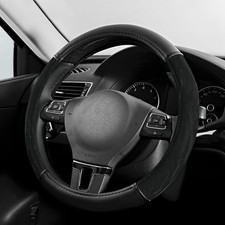 Steering Wheel Cover, Silk Grain Leather Car Steering Wheel Protector, Black
