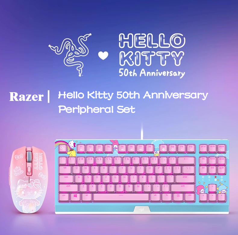 Razer x Sanrio Hello Kitty Blackwidow TKL Mechanical + Mouse Combo