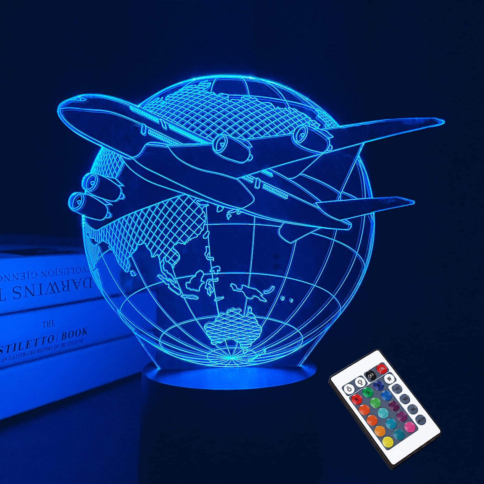 Veilleuse avion 3D lampe enfant 16 couleurs pour décorer une chambre de garçon