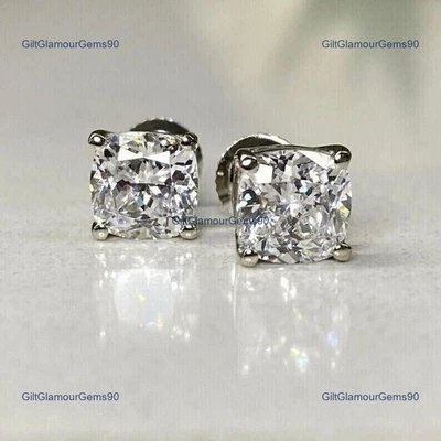 Elegant 2,16 kt im Labor gezüchtete Diamant-Kissen-Ohrhänger 14 kt massives... - Bild 1 von 4