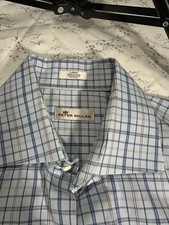    Peter Millar Blue Check Dress Shirt   Men  s Large  Effortless Luxury 165 