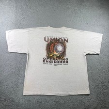 Vintage Labor Union Pocket Tee 3XL Gray Thrashed Workwear Local 450 Made in USA