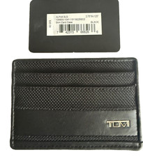 TUMI Mens Wallet Alpha Slim Card Case BLACK NEW w/ TAGS Original Retail 95.00