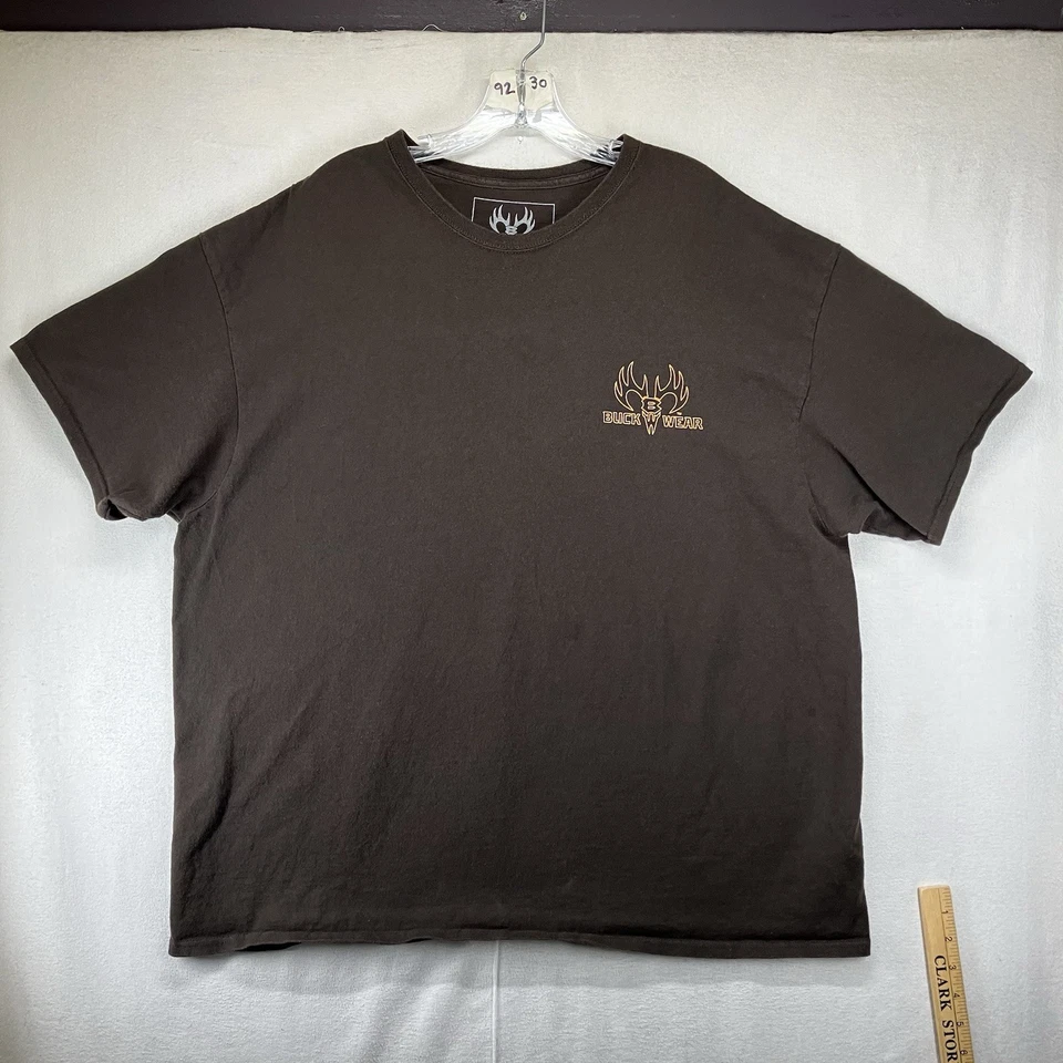 Buck носить охоты футболка мужская 2XL коричневый ретро природы графический y2k вибрации хлопок - Изображение 2 из 4