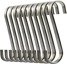 S Shaped Hanging Hooks - 10 Pcs Stainless Steel Flat S Hooks for Kitchen, Bedroo
