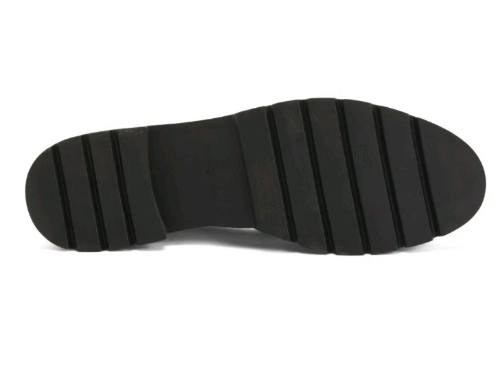 Mocasín Rebecca de cuero rebelde de lujo con punta redondeada en plata talla 7,5 M nuevo Foto 3 de 4