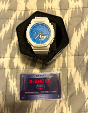 Casio G-SHOCK Analog/Digital Quartz White Resin Blue Dial 200m Watch