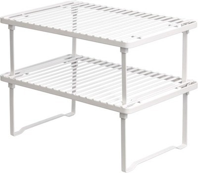 Space-Saving Stackable Metal Kitchen Cabinet Organizer Shelves for Dishes