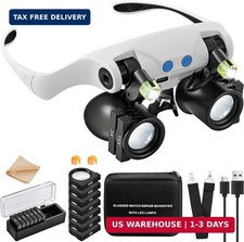 Hands Free Head Magnifying Glasses Magnifier with Light 2X 4X 6X 10x 13x Headba